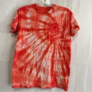 Happy Hour Mens Orange & White Tie Dye Stay Cool Short Sleeve T-Shirt